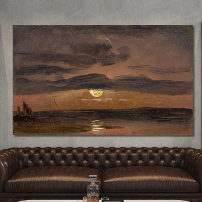 L'Elba Al Chiaro Di Luna Johan Christian Dahl jcd62 quadro stampato su tela