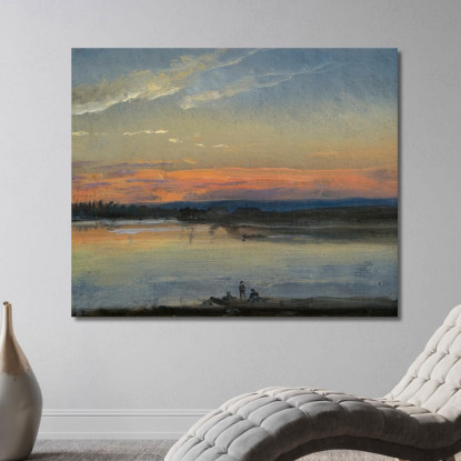 L'Elba Alla Luce Della Sera Johan Christian Dahl jcd63 quadro stampato su tela