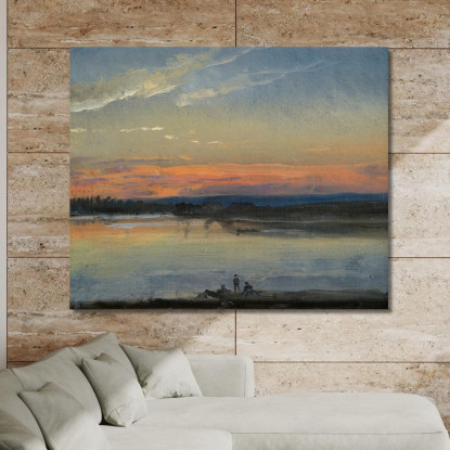 L'Elba Alla Luce Della Sera Johan Christian Dahl jcd63 quadro stampato su tela