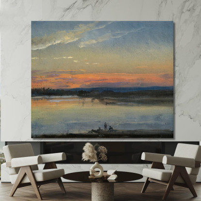 L'Elba Alla Luce Della Sera Johan Christian Dahl jcd63 quadro stampato su tela