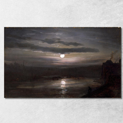 L'Elba Al Chiaro Di Luna Johan Christian Dahl jcd64 quadro stampato su tela