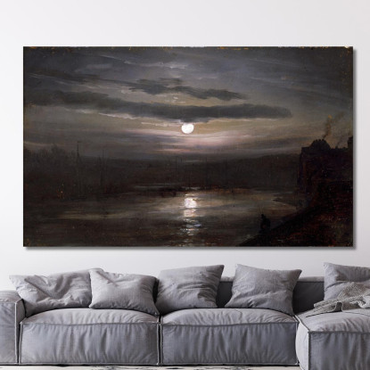 L'Elba Al Chiaro Di Luna Johan Christian Dahl jcd64 quadro stampato su tela