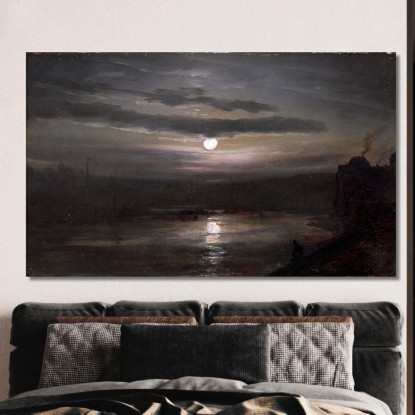 L'Elba Al Chiaro Di Luna Johan Christian Dahl jcd64 quadro stampato su tela