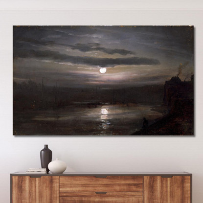 L'Elba Al Chiaro Di Luna Johan Christian Dahl jcd64 quadro stampato su tela