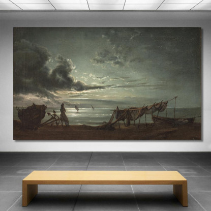 Il Golfo Di Napoli Al Chiaro Di Luna Johan Christian Dahl jcd68 quadro stampato su tela