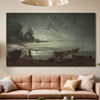 Il Golfo Di Napoli Al Chiaro Di Luna Johan Christian Dahl jcd68 quadro stampato su tela