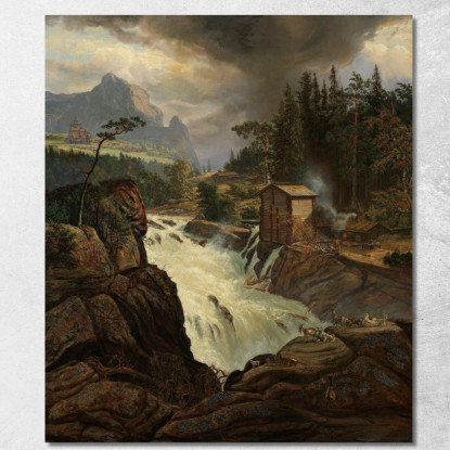 Le Cascate Superiori Del Labrofoss Johan Christian Dahl jcd70 quadro stampato su tela