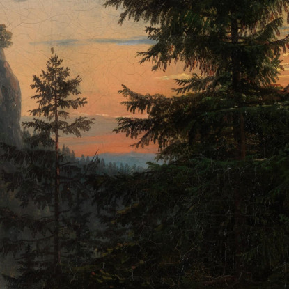 Due Uomini Davanti A Una Cascata Al Tramonto Johan Christian Dahl jcd73 quadro stampato su tela