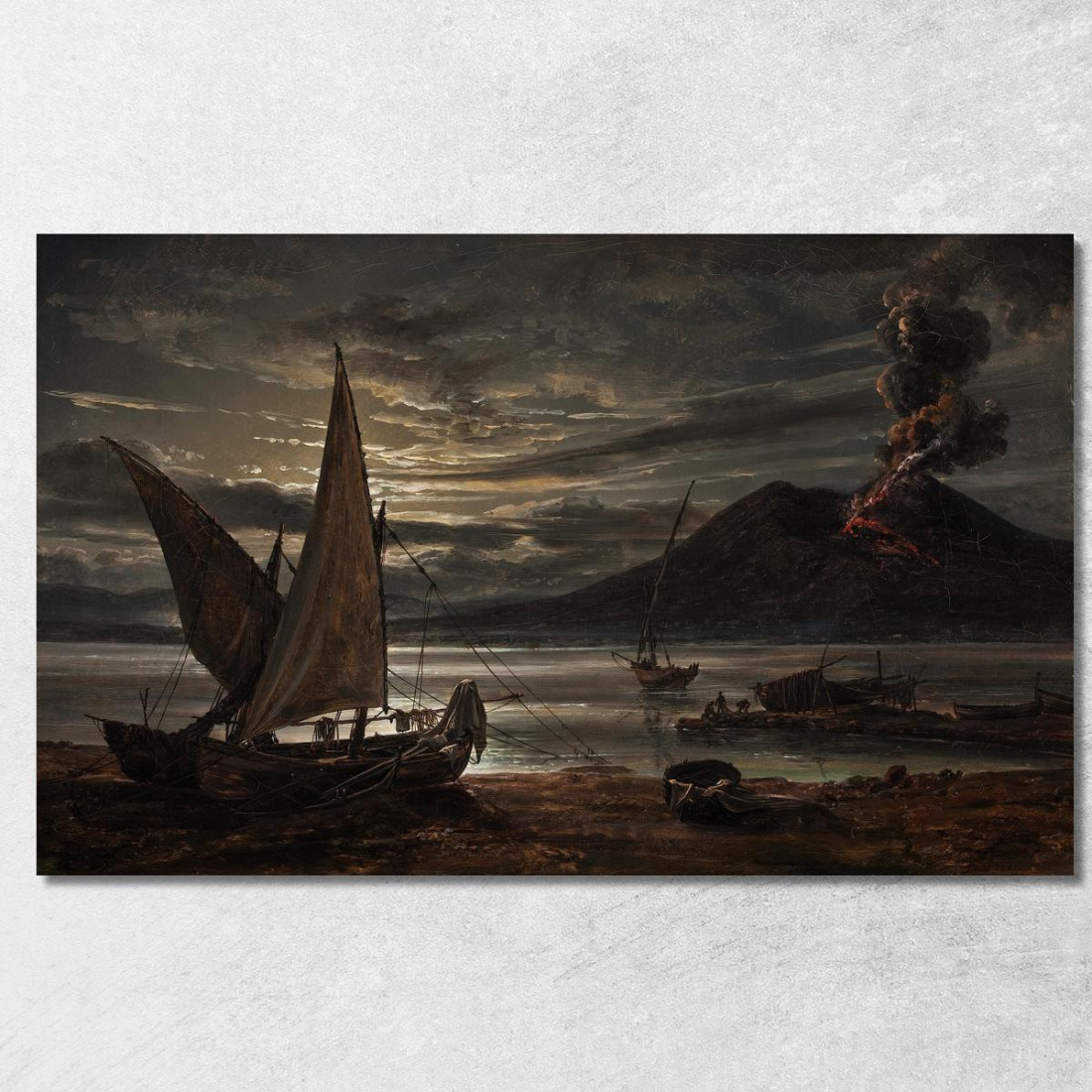 Eruzione Del Vesuvio Al Chiaro Di Luna Johan Christian Dahl jcd76 quadro stampato su tela