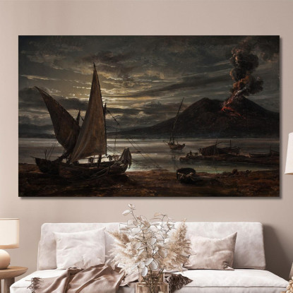 Eruzione Del Vesuvio Al Chiaro Di Luna Johan Christian Dahl jcd76 quadro stampato su tela