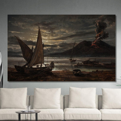 Eruzione Del Vesuvio Al Chiaro Di Luna Johan Christian Dahl jcd76 quadro stampato su tela