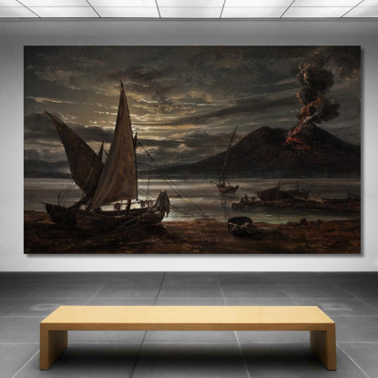 Eruzione Del Vesuvio Al Chiaro Di Luna Johan Christian Dahl jcd76 quadro stampato su tela