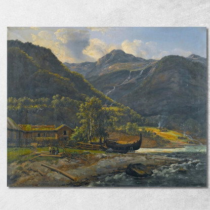 Veduta Di Skjolden A Lyster Johan Christian Dahl jcd78 quadro stampato su tela