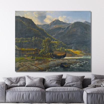 Veduta Di Skjolden A Lyster Johan Christian Dahl jcd78 quadro stampato su tela