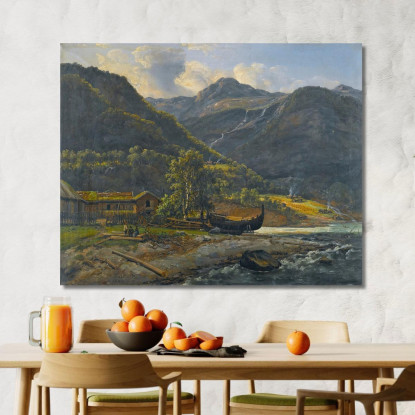 Veduta Di Skjolden A Lyster Johan Christian Dahl jcd78 quadro stampato su tela