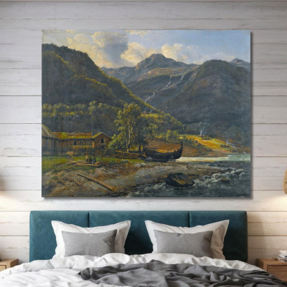 Veduta Di Skjolden A Lyster Johan Christian Dahl jcd78 quadro stampato su tela
