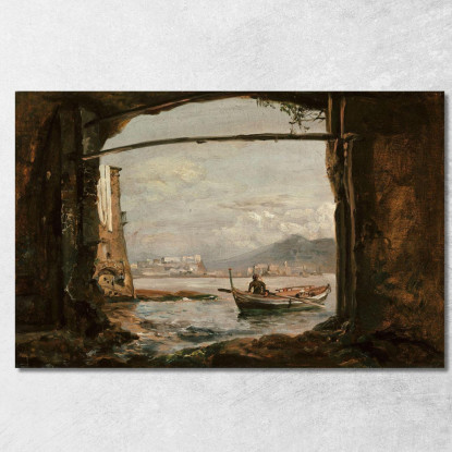 Veduta Da Una Grotta Vicino A Posillipo Johan Christian Dahl jcd79 quadro stampato su tela