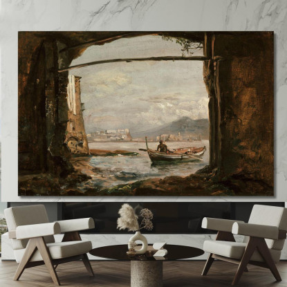 Veduta Da Una Grotta Vicino A Posillipo Johan Christian Dahl jcd79 quadro stampato su tela