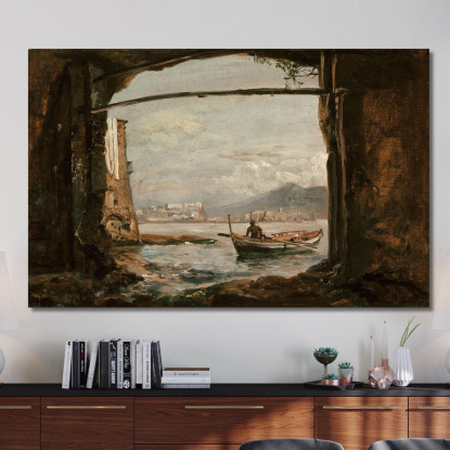 Veduta Da Una Grotta Vicino A Posillipo Johan Christian Dahl jcd79 quadro stampato su tela