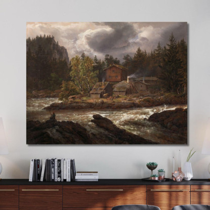 Veduta Di Honefossen Johan Christian Dahl jcd89 quadro stampato su tela