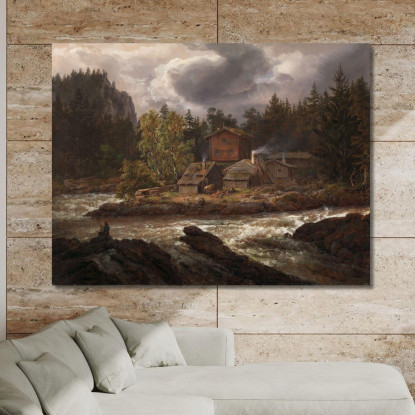 Veduta Di Honefossen Johan Christian Dahl jcd89 quadro stampato su tela