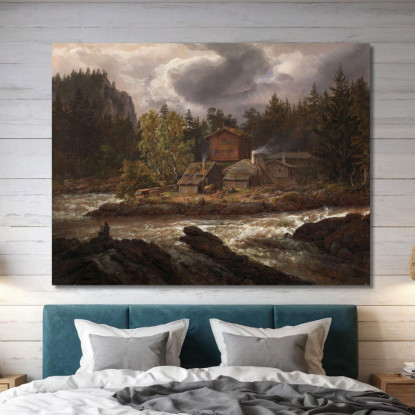 Veduta Di Honefossen Johan Christian Dahl jcd89 quadro stampato su tela