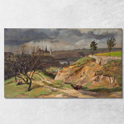 Veduta Di Meissen. Studio Johan Christian Dahl jcd90 quadro stampato su tela