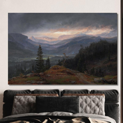 Veduta Su Hallingdal Johan Christian Dahl jcd94 quadro stampato su tela