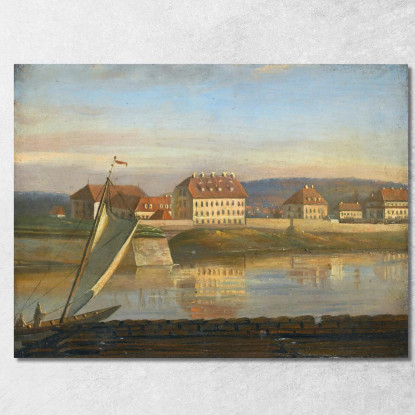 Veduta Sull'Elba E Le Caserme Johan Christian Dahl jcd95 quadro stampato su tela