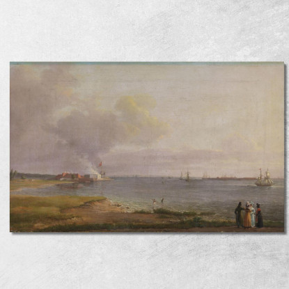 Veduta Su Øresund Vicino Alle Cave Di Calce Johan Christian Dahl jcd96 quadro stampato su tela