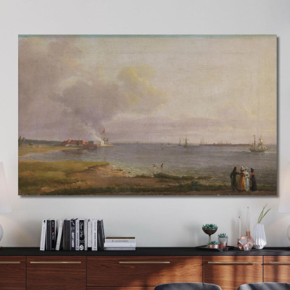 Veduta Su Øresund Vicino Alle Cave Di Calce Johan Christian Dahl jcd96 quadro stampato su tela