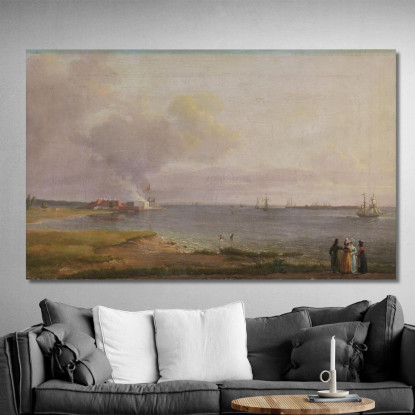 Veduta Su Øresund Vicino Alle Cave Di Calce Johan Christian Dahl jcd96 quadro stampato su tela