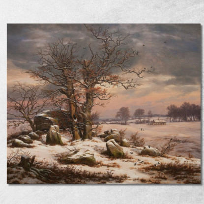 Paesaggio Invernale Vicino A Vordingborg Danimarca Johan Christian Dahl jcd98 quadro stampato su tela