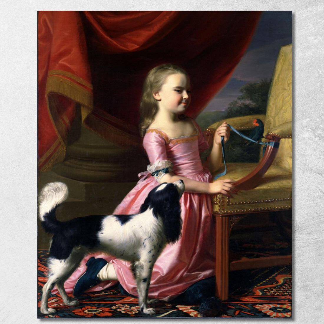 Giovane Donna Con Un Uccello E Un Cane John Singleton Copley jsg68 quadro stampato su tela