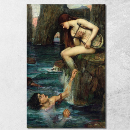 La Sirena John William Waterhouse jww37 quadro stampato su tela