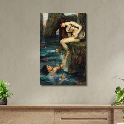 La Sirena John William Waterhouse jww37 quadro stampato su tela