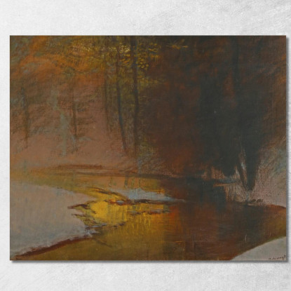 Fiume Innevato Al Tramonto Ladislav Mednyánszky lmd56 quadro stampato su tela