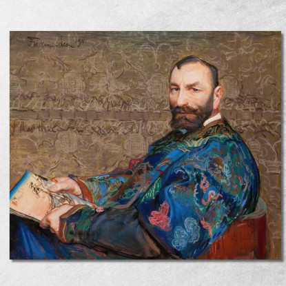 Portret Feliksa Jasieńskiego W Błękitnym Kaftanie Leon Wyczółkowski lwy50 quadro stampato su tela