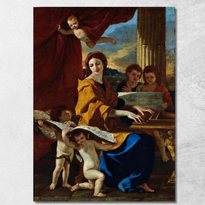 Santa Cecilia Nicolas Poussin nps25 quadro stampato su tela