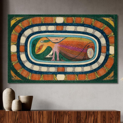 I Delfini: Un Assolutamente Innocuo Uccello Gigante Adolf Wölfli awl12 quadro stampato su tela