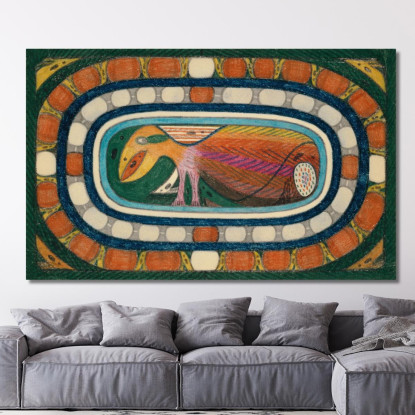 I Delfini: Un Assolutamente Innocuo Uccello Gigante Adolf Wölfli awl12 quadro stampato su tela