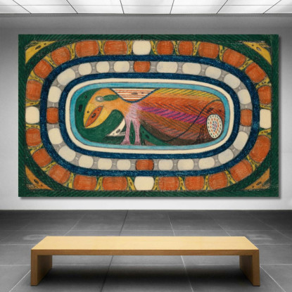 I Delfini: Un Assolutamente Innocuo Uccello Gigante Adolf Wölfli awl12 quadro stampato su tela