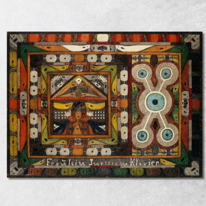 Fräulein Iness Al Pianoforte Adolf Wölfli awl18 quadro stampato su tela