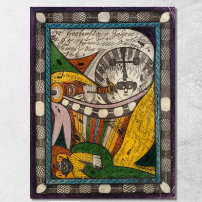 Ortensia E Il Gran - Imperatore Tritten Della Foresta Delle Anime Nell'Ira Di Ortensia Adolf Wölfli awl21 quadro stampato su te