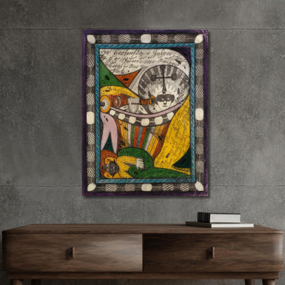 Ortensia E Il Gran - Imperatore Tritten Della Foresta Delle Anime Nell'Ira Di Ortensia Adolf Wölfli awl21 quadro stampato su te