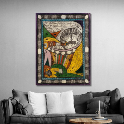 Ortensia E Il Gran - Imperatore Tritten Della Foresta Delle Anime Nell'Ira Di Ortensia Adolf Wölfli awl21 quadro stampato su te