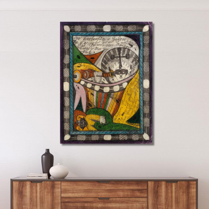 Ortensia E Il Gran - Imperatore Tritten Della Foresta Delle Anime Nell'Ira Di Ortensia Adolf Wölfli awl21 quadro stampato su te