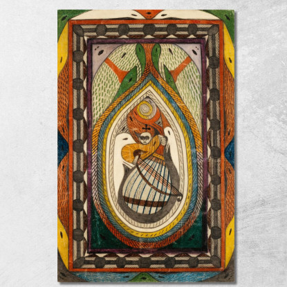 Musicante Adolf Wölfli awl26 quadro stampato su tela