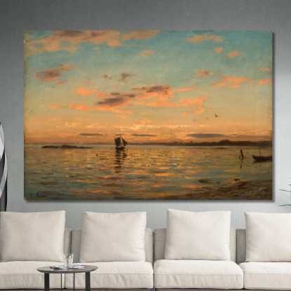 Atmosfera Serale Nel Kristianiafjorden Amaldus Nielsen ani17 quadro stampato su tela