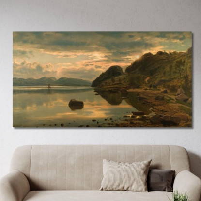 Atmosfera Serale. Skogsfjord Mandal Amaldus Nielsen ani18 quadro stampato su tela